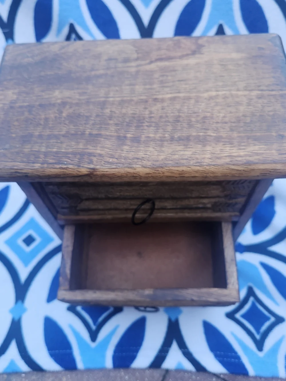 Mini Wooden Dresser Top Chest 2 Drawer Rustic Carved Arrow Jewelry Organizer